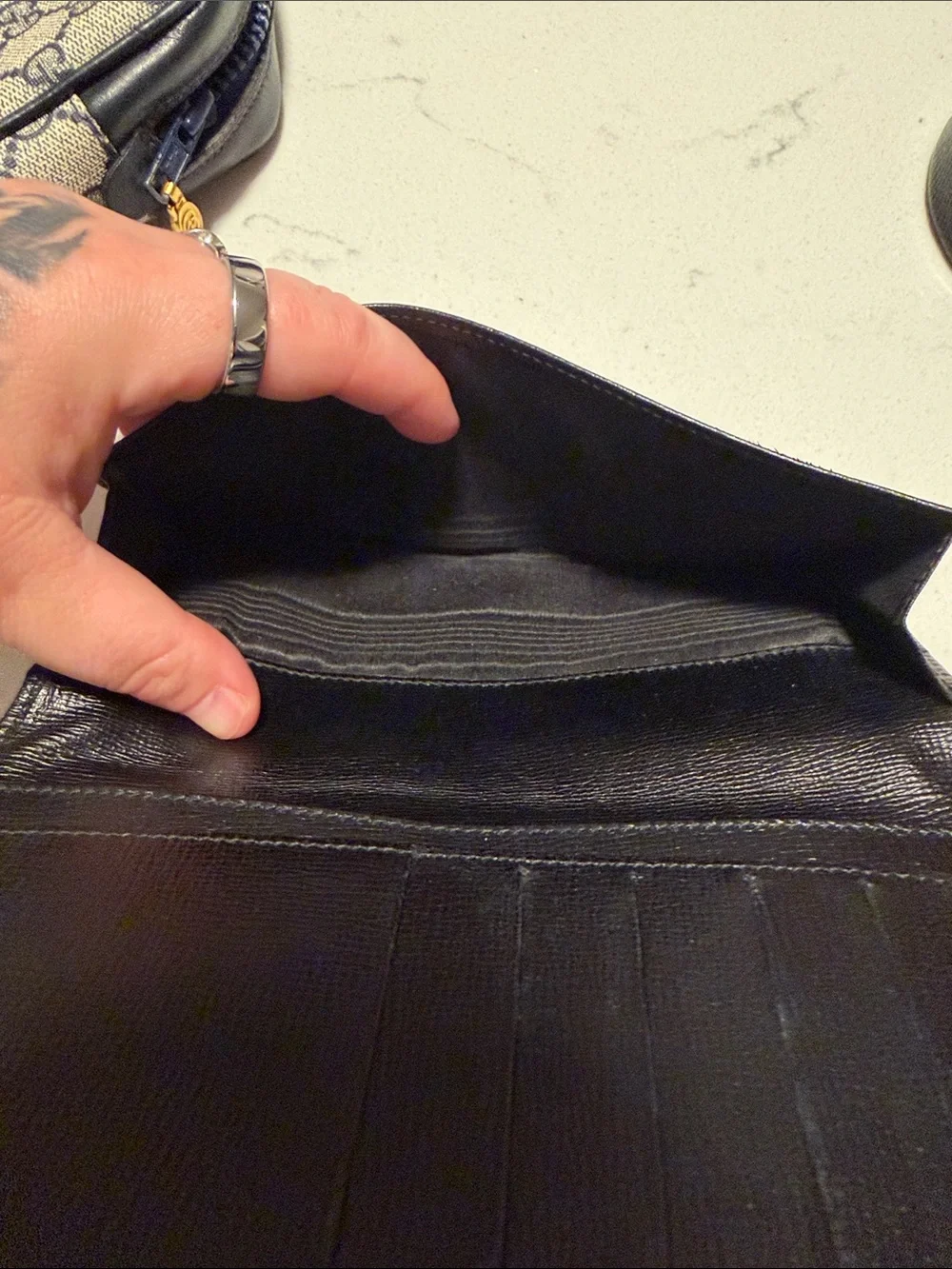 Gucci black leather long/continental wallet